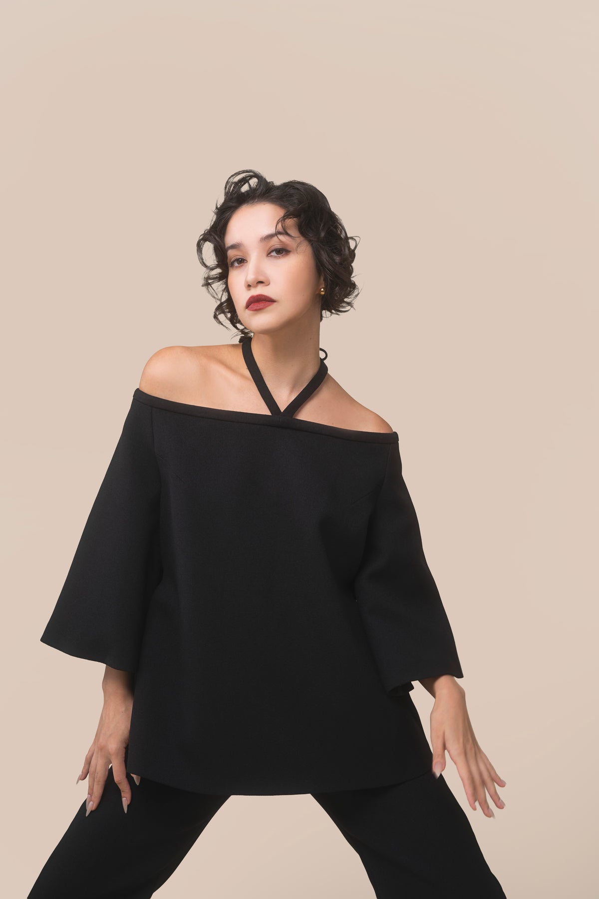 HALTER RIBBON BLOUSE